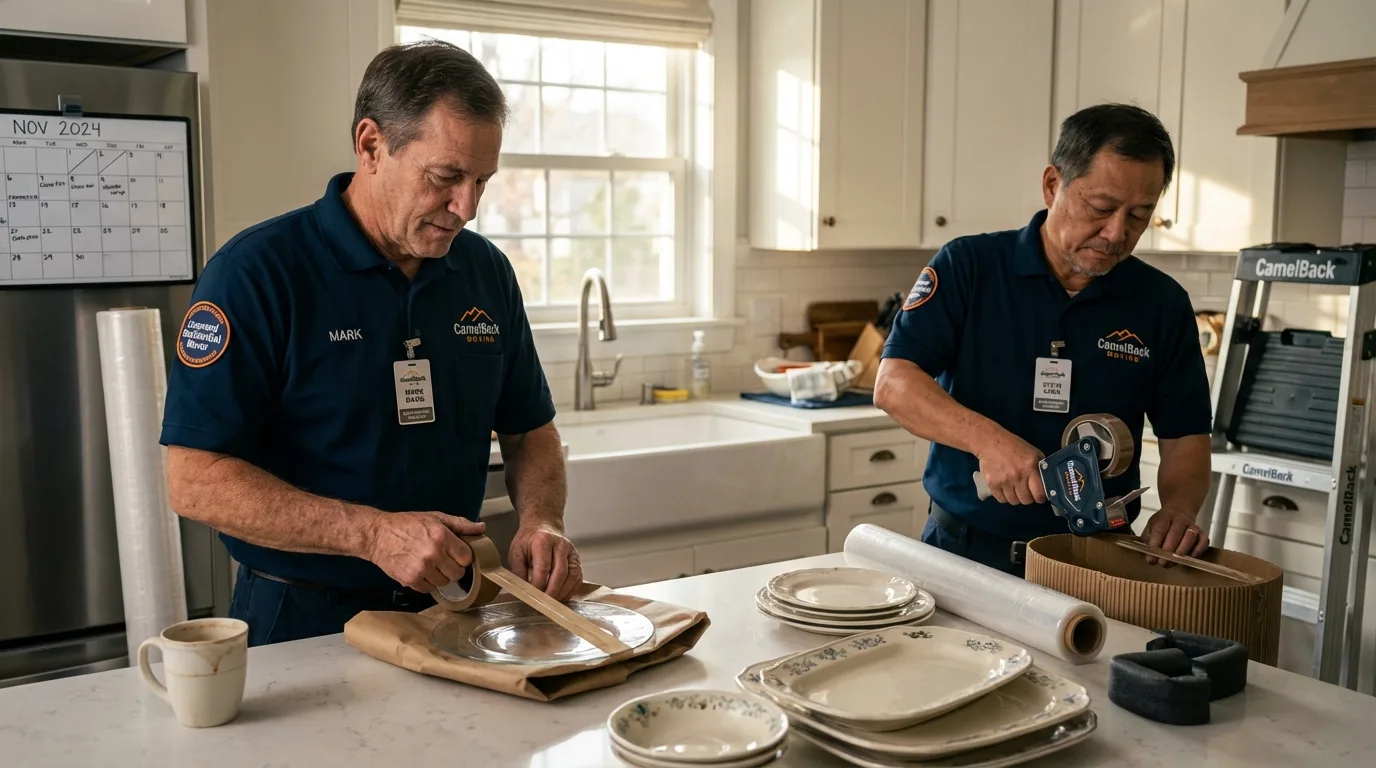 Professional crew packing kitchen dishware in Beaumont, TX